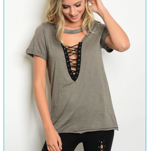 Tops - Olive V-neck top